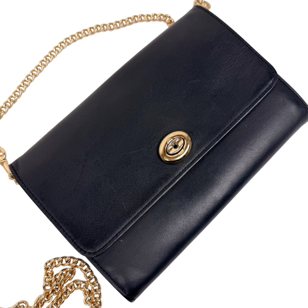 Coach Marlow Turnlock‎ Chain Crossbody Bag Black Smooth Leather - Picture 2 of 16